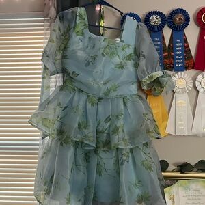 JessaKae Blue and Green Floral Mini Dress